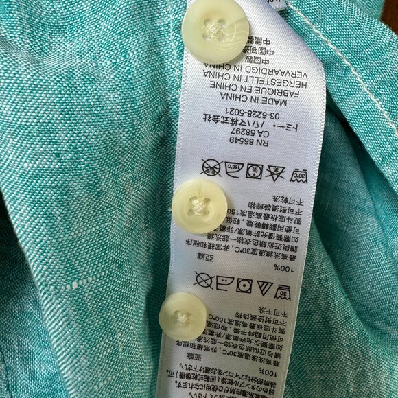 EUC Tommy Bahama Teal Green Long Sleeve Linen Button Down Shirt in Men's X-Large - Picture 10 of 10